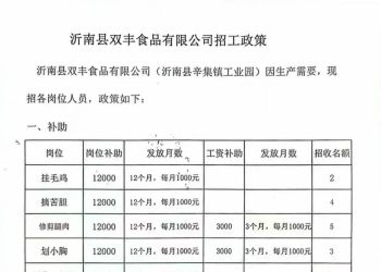 沂南双丰食品招工
