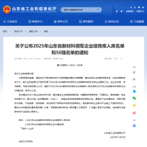 我县5家企业入选2025年山东省新材料领军企业培育库